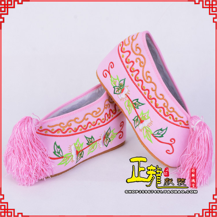 兰州花旦鞋女绣花彩鞋 舒适款草花内高彩鞋